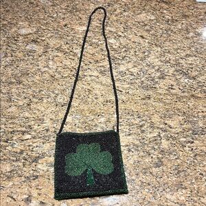 Black and Green Beaded Shamrock Bag